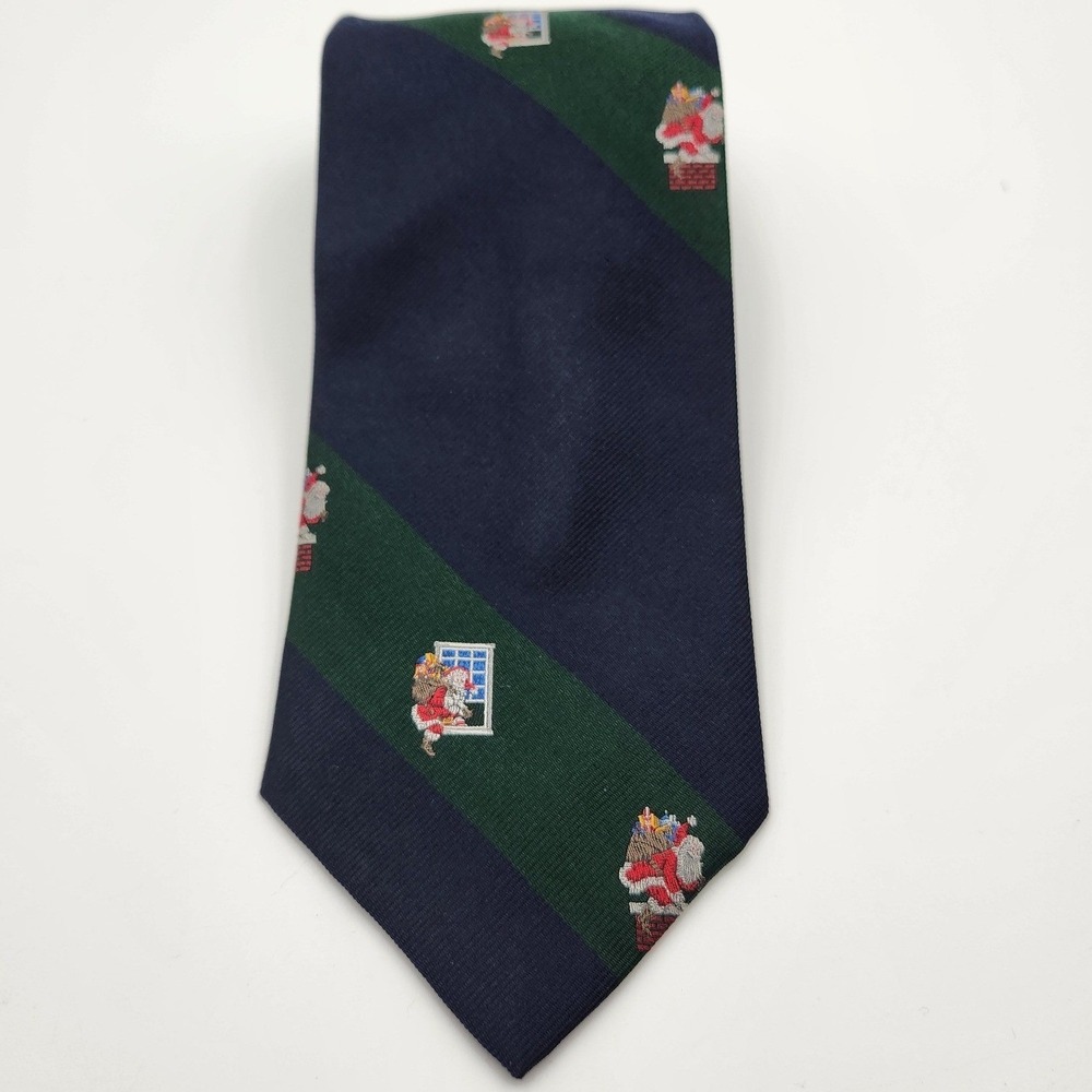 Woodward  Mens Necktie 100% Silk Christmas Santa Claus Striped Made in USA